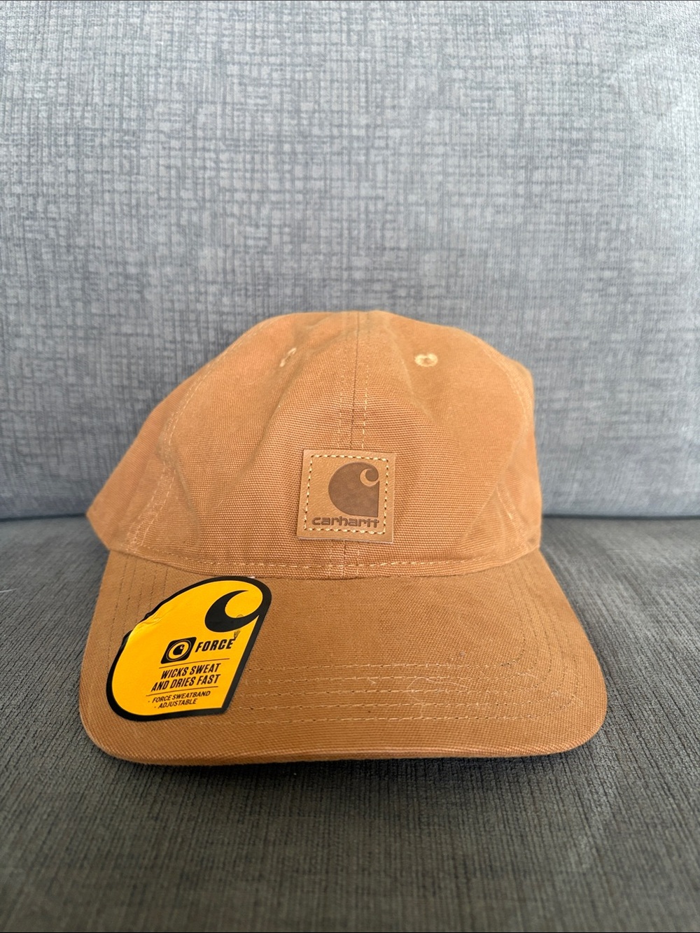 New Carhartt Tan Canvas Logo Patch Baseball Cap
